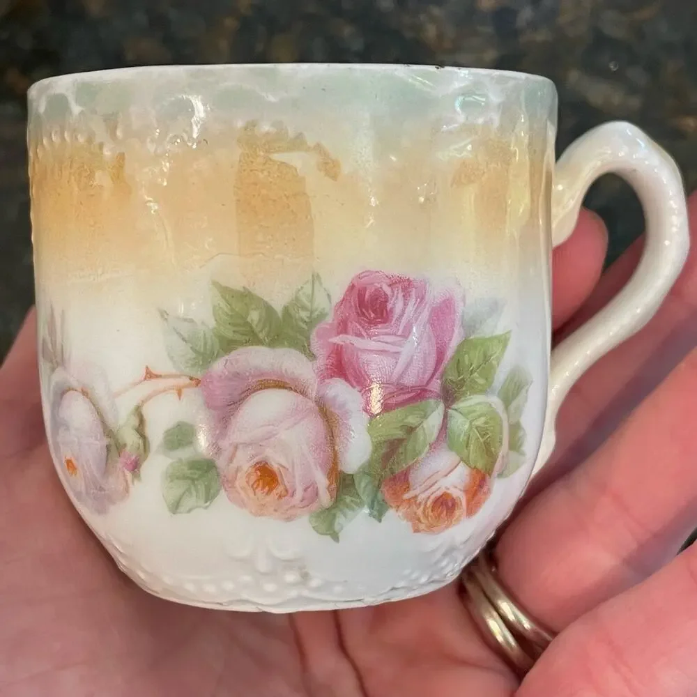 Vintage Leuchtenburg Germany Demitasse Tea Cup & Saucer Antique Porcelain China